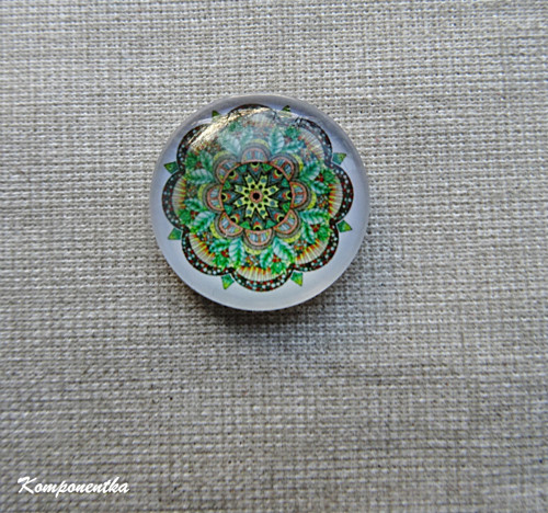 Skleněný kabošon s mandalou 12mm 1kus