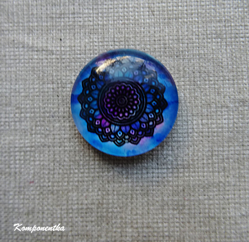 Skleněný kabošon s mandalou 20mm 1kus