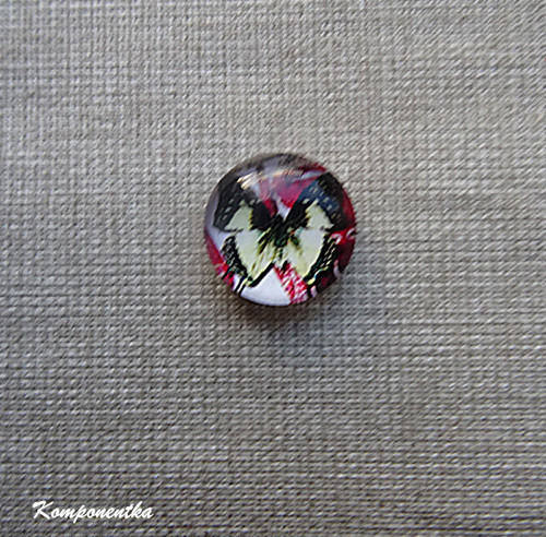 Skleněný kabošon s motýlky 12mm 1kus