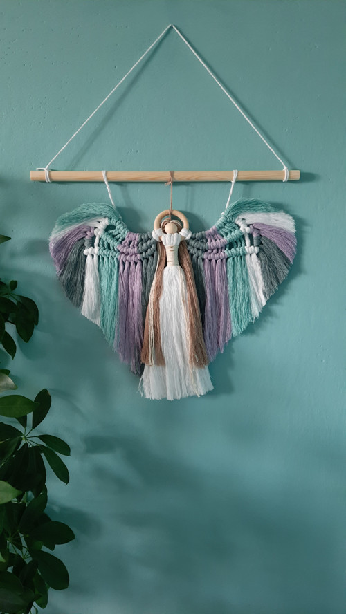 Dekorace duhový macramé anděl — foto 1