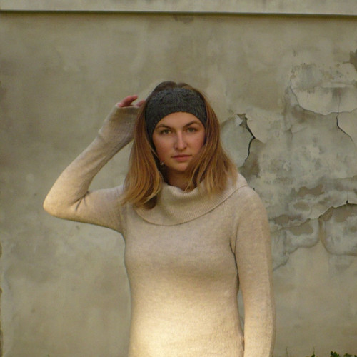 Vlněná čelenka....antracit — foto 1