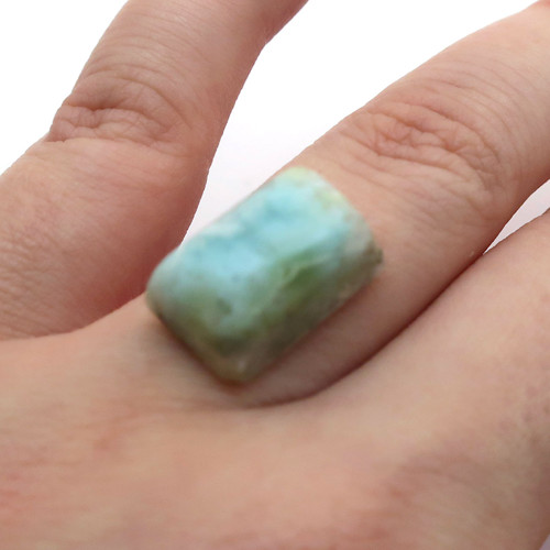 Kabošon kazový larimar obdélník 16,3mm