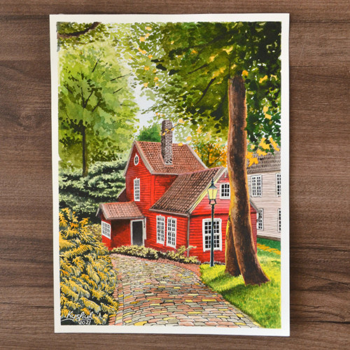 Akvarel "Domeček"
