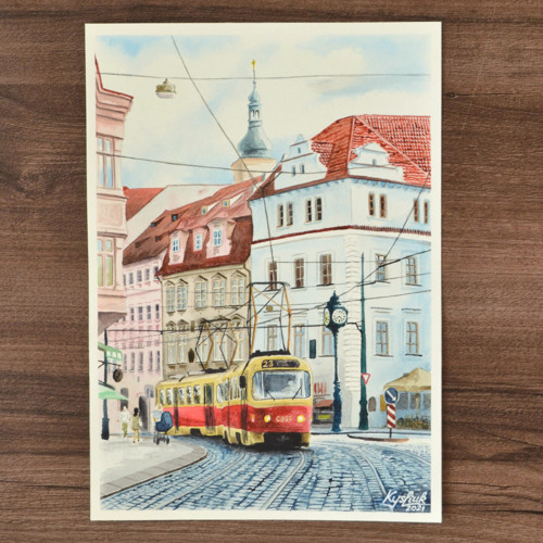 Akvarel "Praha, Malá strana"
