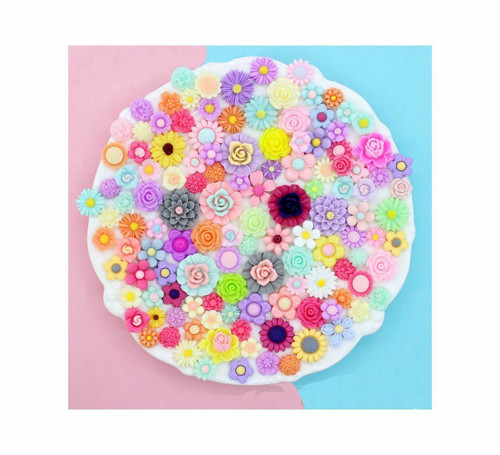 10ks Květiny Mix pryskyřice Flatback Cabochons,