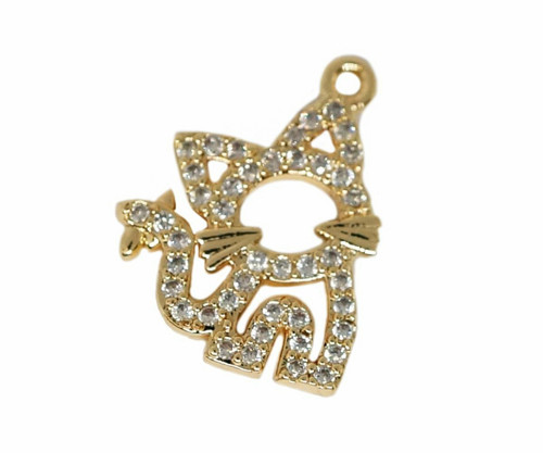 1ks 18k pozlacené Micro Pave Cubic Zirconia Cat