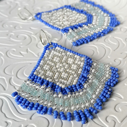 Scandinavian Folk Fringe Beaded Earrings