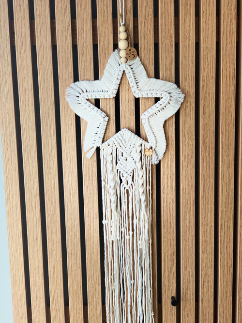 Hvězda nástěnná macramé přírodní