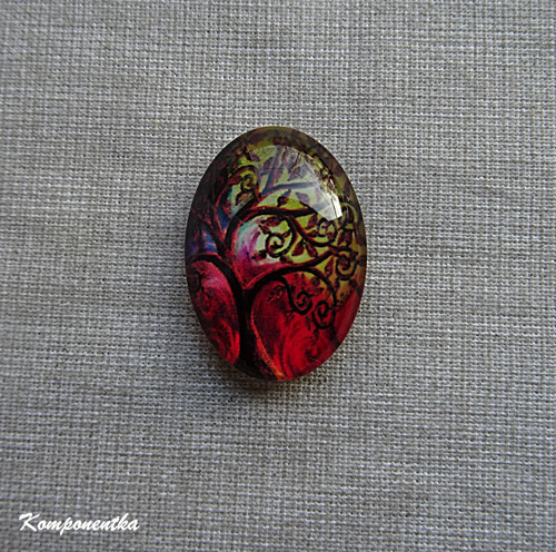 Skleněný kabošon strom života 18x25mm