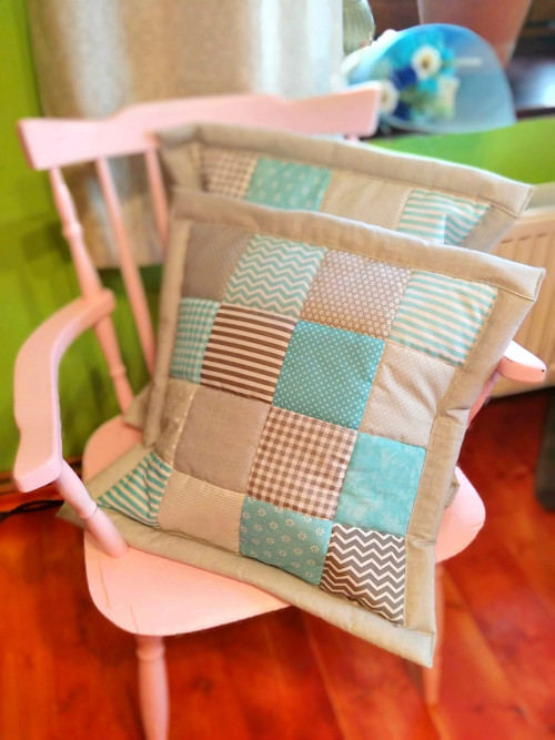 Potah na polštářek patchwork do tyrkysové