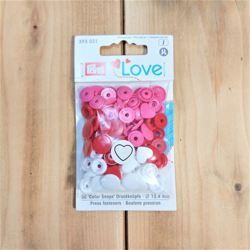 Patentky Color snaps Prym Love - růžový mix Srdce