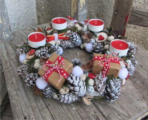Červený Advent / na čajové svíčky — foto 1