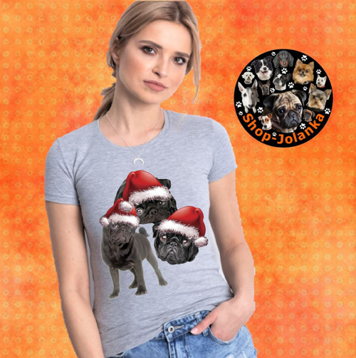 Mopsík Dámské Vánoční Tričko M-L