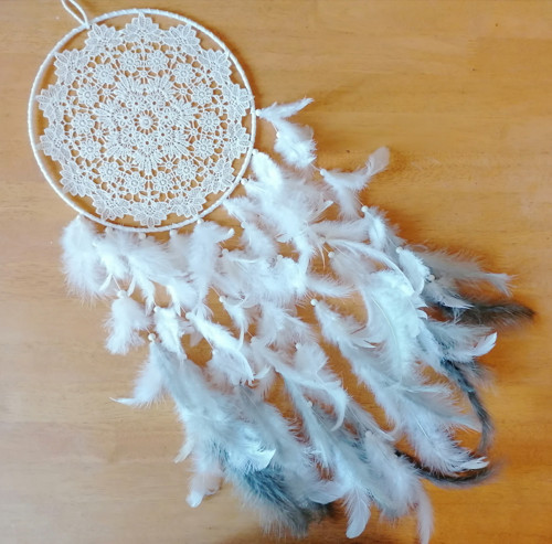 Lapač snů kruh průměr 25 cm. STŘÍBRNÝ