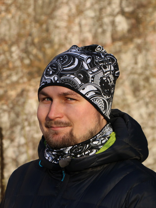 Autodiely úpletový set čiapka + nákrčník