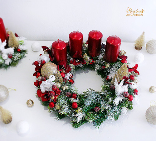Bohatý třpytivý adventní věnec — foto 1