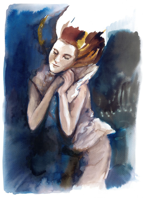 Malá mořská víla II. akvarel originál 42cm x 30cm