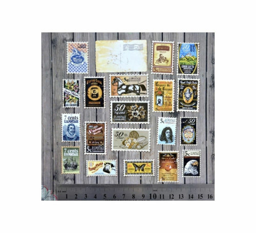1 Set Vintage Style Post Stamp Mix Papírové Glue