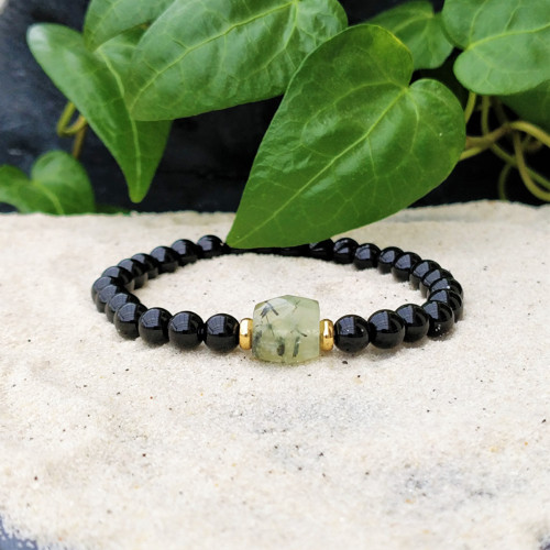 Minerální náramek / onyx + prehnit / 0,6
