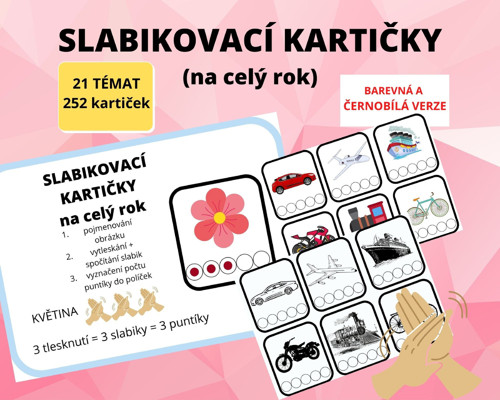 Slabikovací kartičky na celý rok