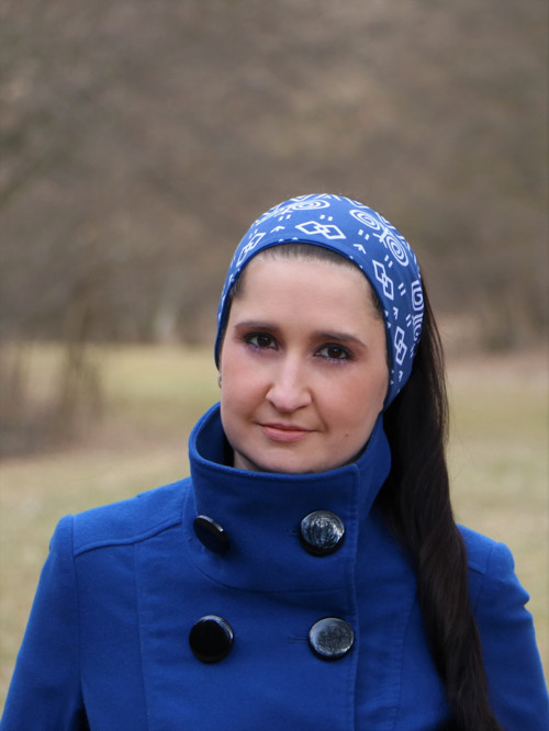 Úpletová čelenka Čičmany modré