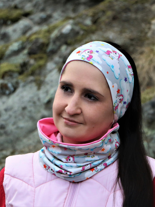 Úpletová čelenka jednorožec