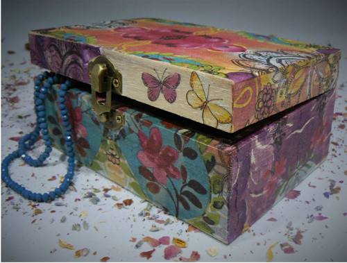 Decoupage set - dřevěná truhlička/krabička