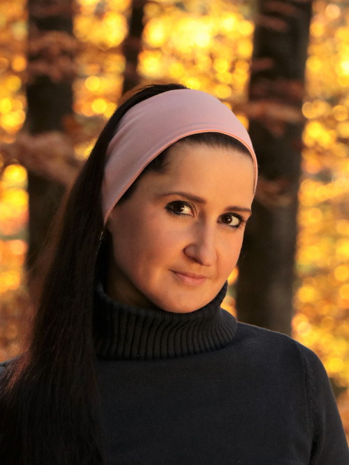 Úpletová čelenka staroružová