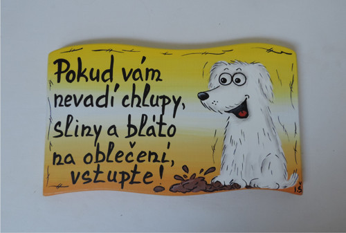 Cedule na plot-chlupatý pes