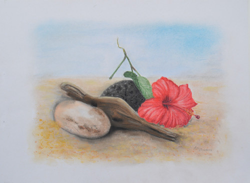 Originál suchý pastel- Náhodné zátiší - 30 x 24 cm