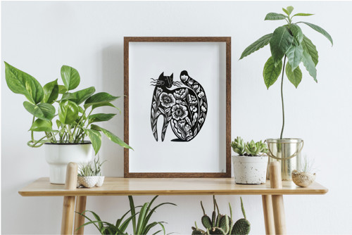 CAT / originální autorský linoryt A3 — foto 1
