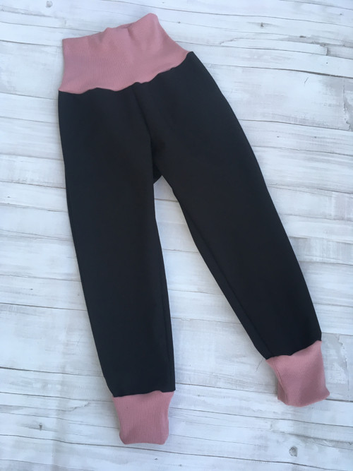 Softshell kalhoty Basic černá/starorůž.VEL. 86-140
