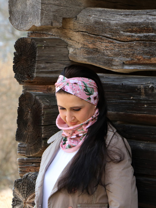 Prekrížená úpletová čelenka vintage rose