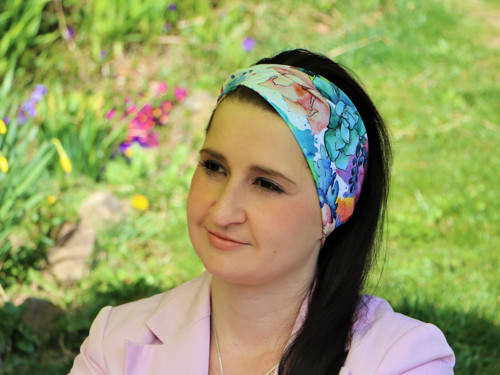 Prekrížená úpletová čelenka akvarel — foto 1