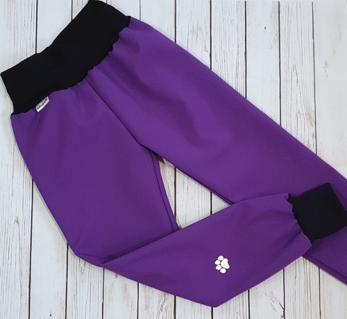 Dětské zimní softshellové kalhoty- fialová/černá