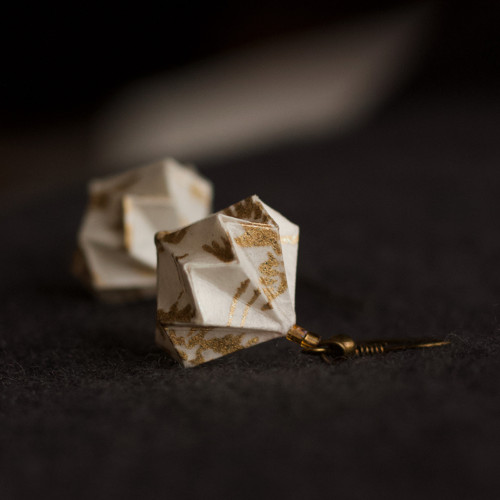 Origami náušnice Zlatí jeřábi — foto 1