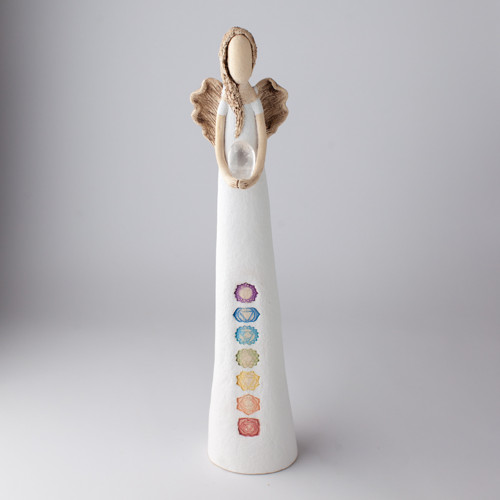 Anděl bílý se symboly čaker velikost 55 cm
