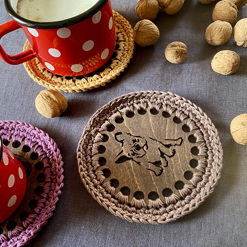 Francouzský buldoček - Set 2 dřevěných podkafíček
