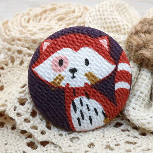 Buttonková brož Panda červená 38mm *na objednávku