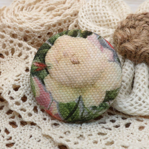 Buttonková brož Žlutá růže 38mm