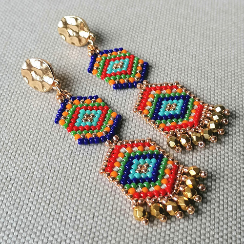 Colorful Mexican- Dangle Beaded Earrings — foto 1