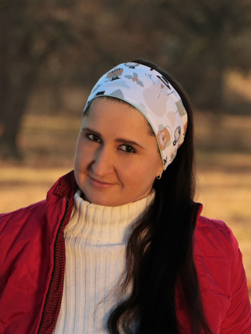 Úpletová čelenka snehuliak so zvieratkami
