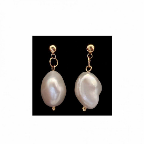 1set White Gold Natural Pearl 925 Sterling Silver