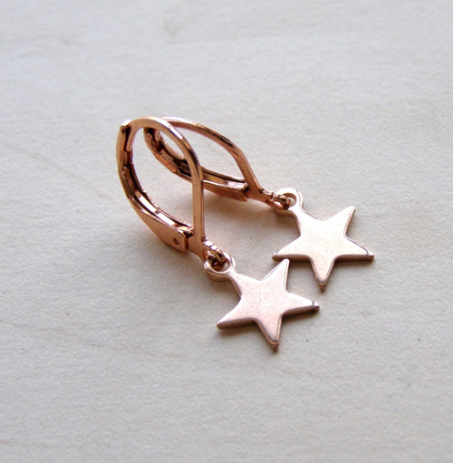 Náušnice z chir. oceli - HVĚZDIČKY ROSE GOLD