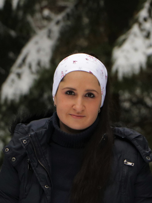 Úpletová čelenka snehuliak — foto 1