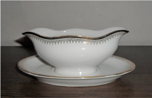 Starožitný porcelánový OMÁČNÍK, zlacený ornament