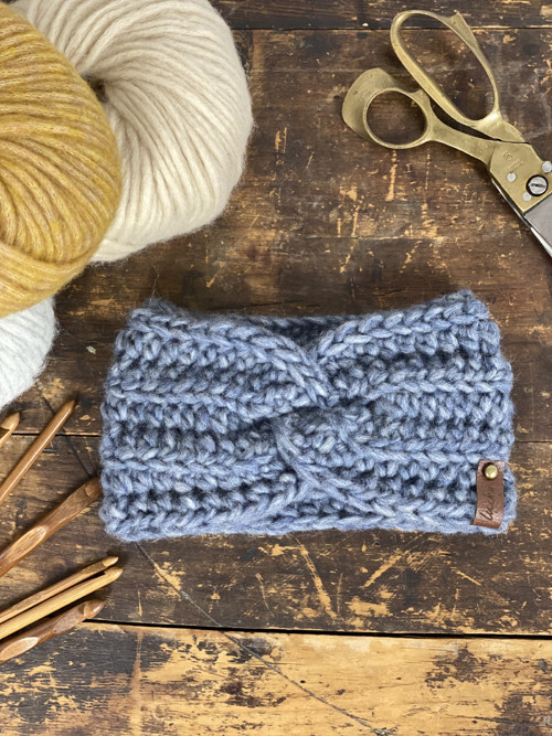 Modrá-jeans čelenka Lucky TWIST “ Hebkost sama “