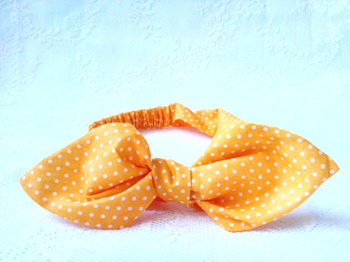 Bodkovaná Pin Up čelenka (žlto-oranžová/bodky)