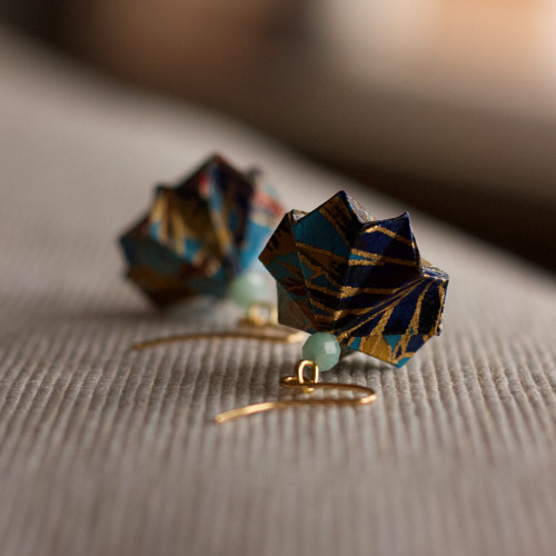Origami náušnice – modré s amazonitem — foto 1