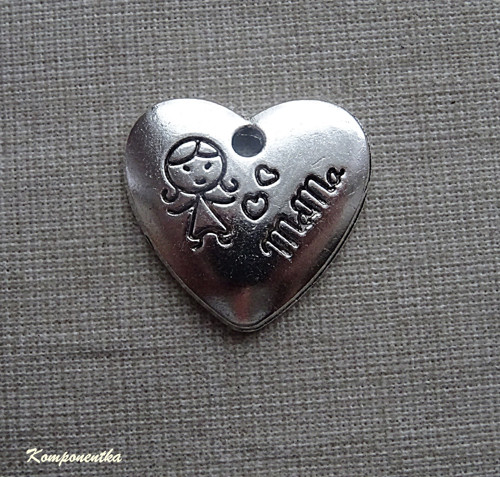Kovový přívěsek srdíčko 20x22mm 1kus
